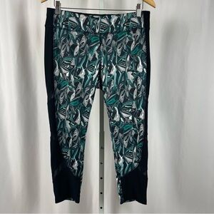 Avia Large Abstract Print Leggings Capri Crop Jewel Tone Running Summer Yoga